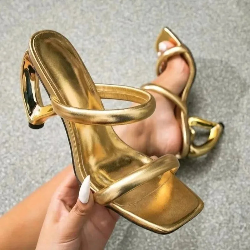 Strange Style Solid Large Size with Irregular Outside Heels sandals