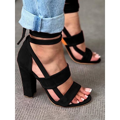 Strap  Block Accented Heels
