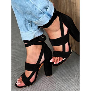 Strap  Block Accented Heels