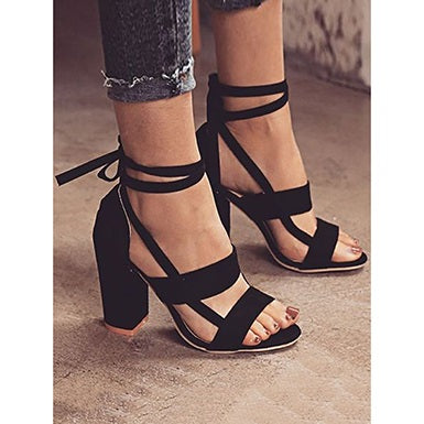 Strap  Block Accented Heels