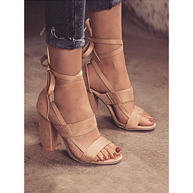 Strap  Block Accented Heels