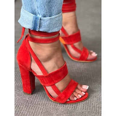 Strap  Block Accented Heels