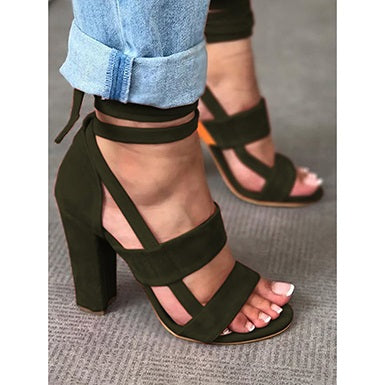 Strap  Block Accented Heels