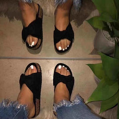 Strap and Bow Flat Sandals Wide