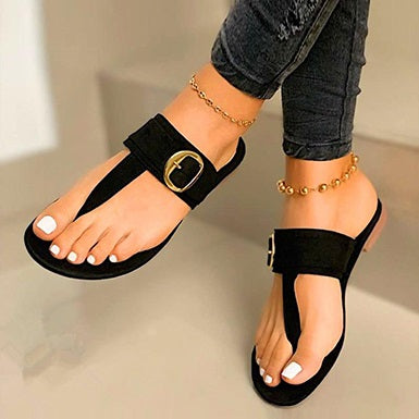 Strap and Buckle Thong Sandals
