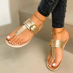 Strap and Buckle Thong Sandals