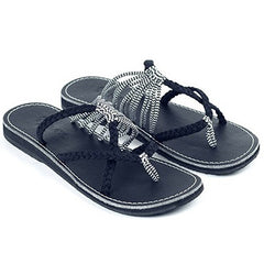 Strap-and-Chain Sandals Round Toes Crisscrossed Straps