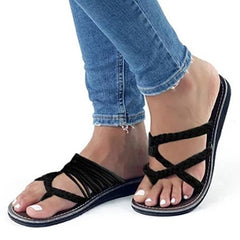 Strap-and-Chain Sandals Round Toes Crisscrossed Straps