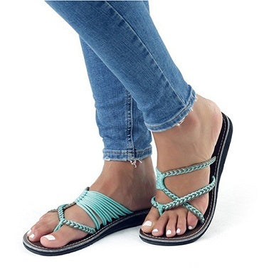Strap-and-Chain Sandals Round Toes Crisscrossed Straps