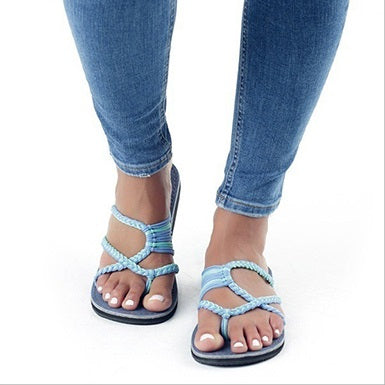 Strap-and-Chain Sandals Round Toes Crisscrossed Straps