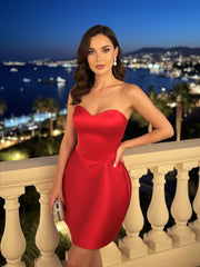 Strapless Bell Shaped Dress Red