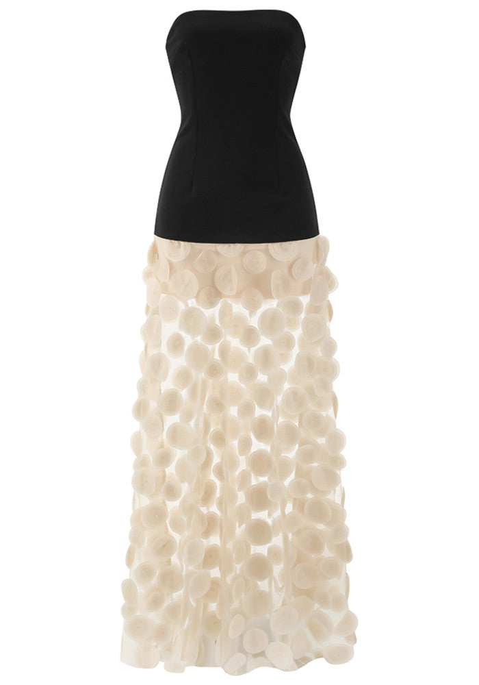 Strapless A Line Maxi Dress Black Ivory