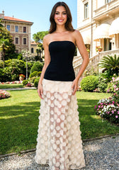 Strapless A Line Maxi Dress Black Ivory