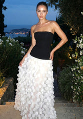 Strapless A Line Maxi Dress Black White
