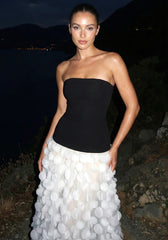 Strapless A Line Maxi Dress Black White