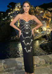 Strapless Embellished Maxi Dress Black