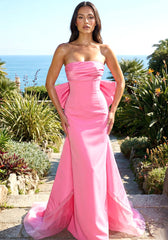 Strapless Bow Detail Maxi Dress Pink