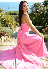 Strapless Bow Detail Maxi Dress Pink