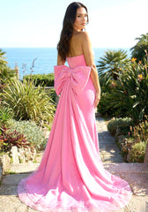 Strapless Bow Detail Maxi Dress Pink