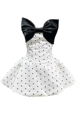 Strapless Bow Corset A Line Dress Black White
