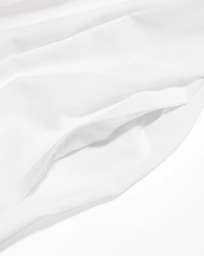 Strapless Bustier A Line Midi Dress White
