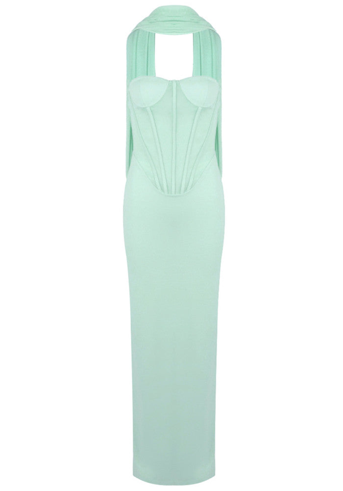 Strapless Bustier Maxi Dress Green