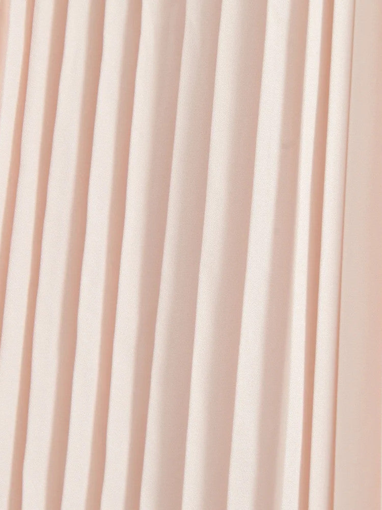 Strapless Pleated Bustier A Line Maxi Dress Blush Pink