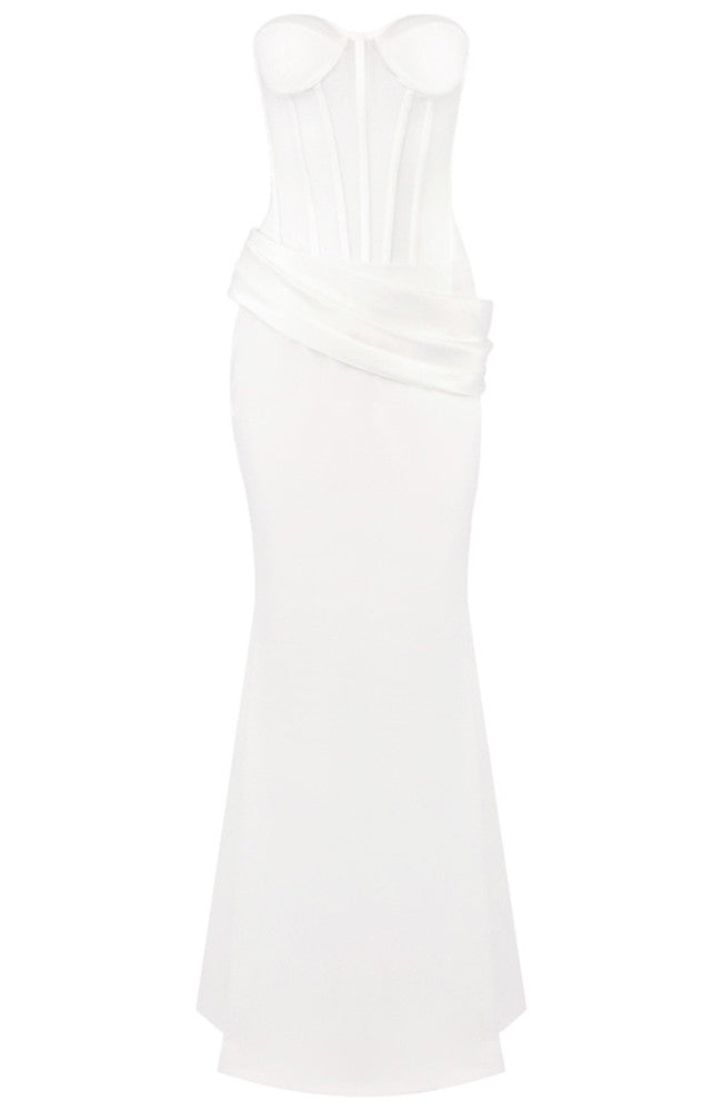 Strapless Corset Maxi Two Piece Dress White