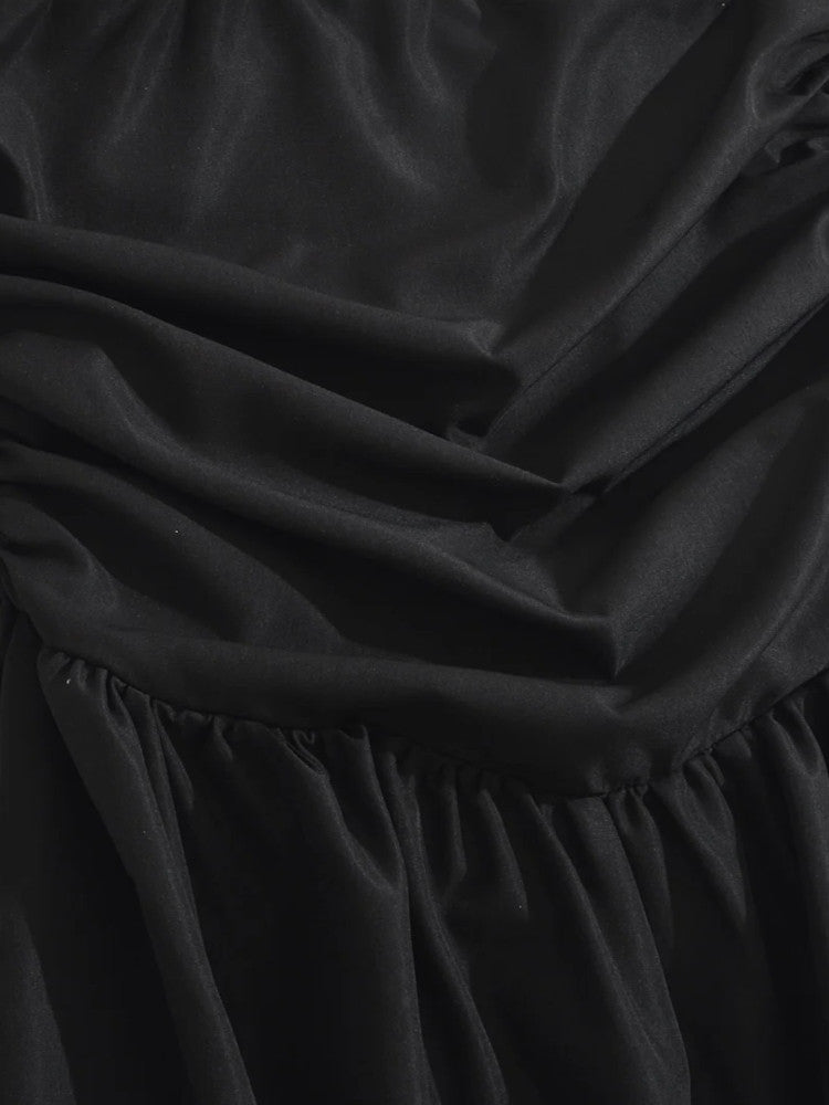 Strapless Corset Bubble Maxi Dress Black