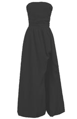 Strapless Corset Bubble Maxi Dress Black