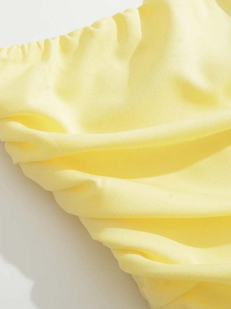 Strapless Corset Bubble Maxi Dress Yellow