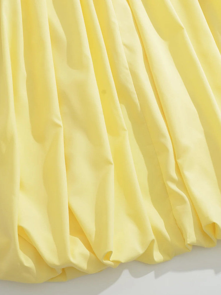 Strapless Corset Bubble Maxi Dress Yellow