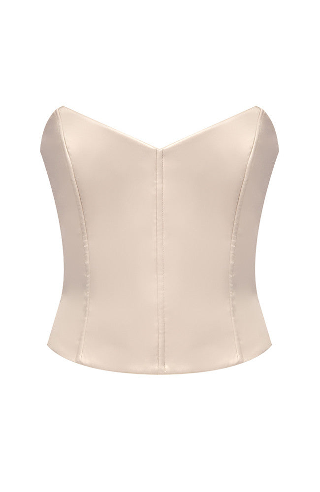 Strapless Corset Ruffle Maxi Dress Ivory