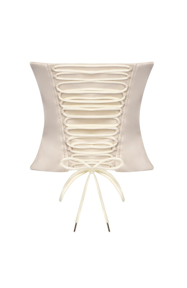 Strapless Corset Ruffle Maxi Dress Ivory
