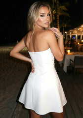 Crystal Strapless A Line Dress White