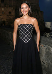 Strapless Crystal Design A Line Dress Black