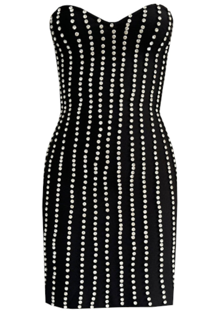 Strapless Crystal Mini Dress Black