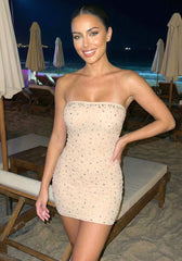Strapless Crystal Dress Nude