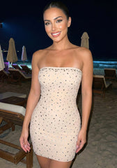 Strapless Crystal Dress Nude