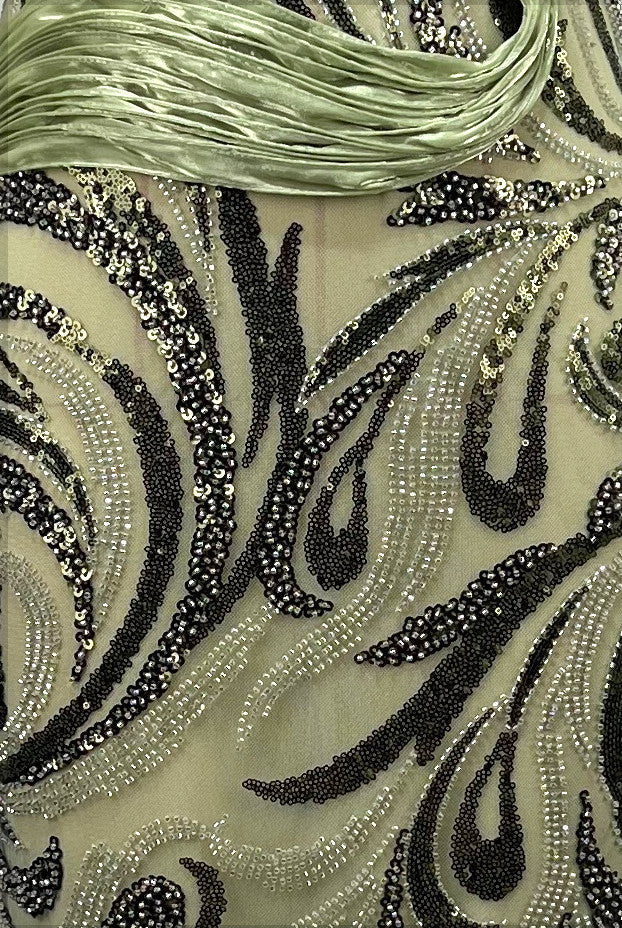 Strapless Crystal Sequin Maxi Dress Green