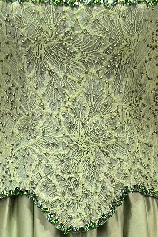 Strapless Embellished Lace Maxi Dress Green