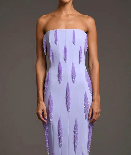 Strapless Embellished Maxi Dress Lavender