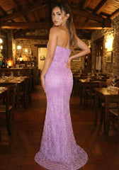 Strapless Embellished Maxi Dress Magenta