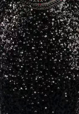 Strapless Embellished Mesh Sequin Maxi Dress Black