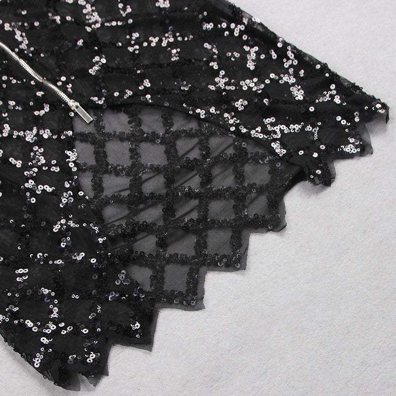 Feather Strapless Midi Two Piece Dress Black