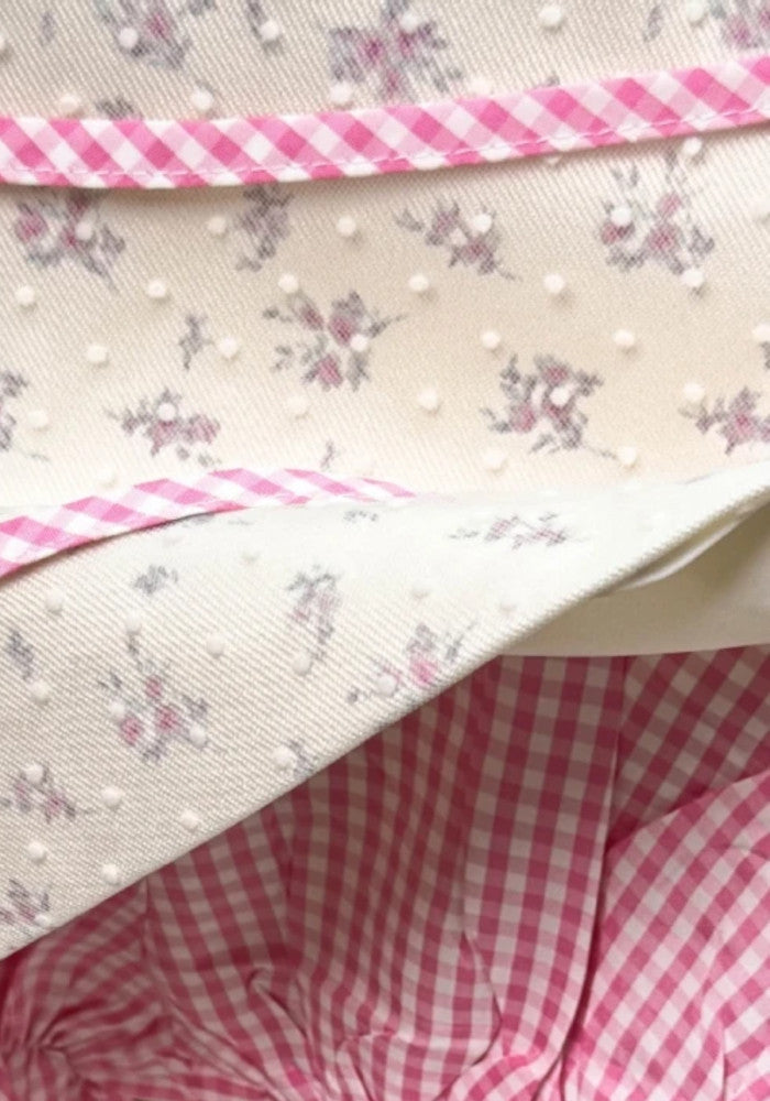 Strapless Floral Corset Two Piece Dress White Pink