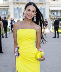 Strapless Floral Detail Maxi Dress Yellow