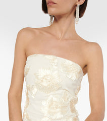 Strapless Floral Tail Maxi Dress Ivory