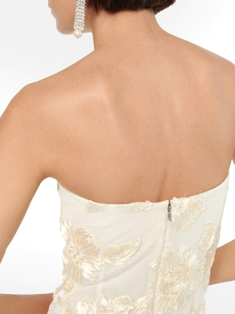 Strapless Floral Maxi Dress Ivory