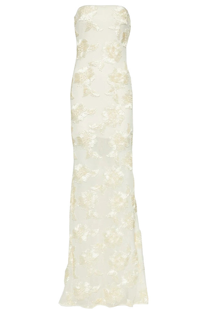 Strapless Floral Maxi Dress Ivory
